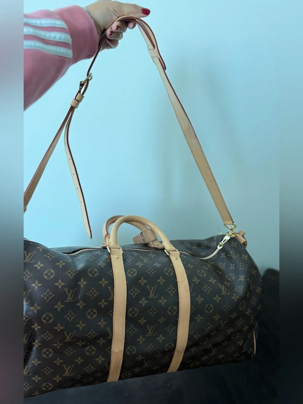 Louis Vuitton Monogram Canvas Travel Duffel with Natural Vachetta Straps